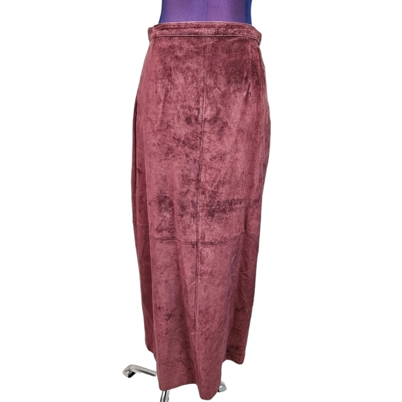 Brandon Thomas Mauve Suede Leather Maxi‎ Skirt Size 4 Women's N86 - Picture 1 of 11